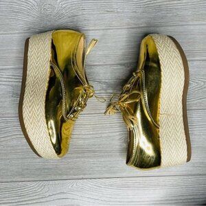 Vintage Cinthya cobos gold mirrored reflective platform shoes sneakers 36 / 5.5